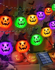 Solar Halloween Pumpkin String Lights