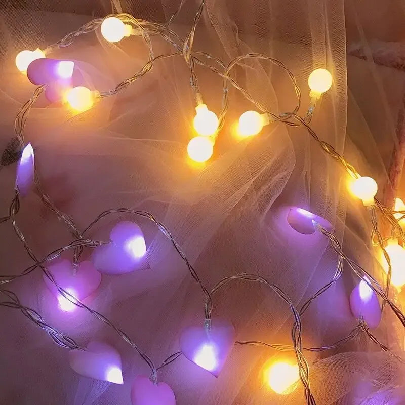 LED Cotton Love Heart String Lights