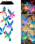 LED Solar Blue Hummingbird Wind Chime