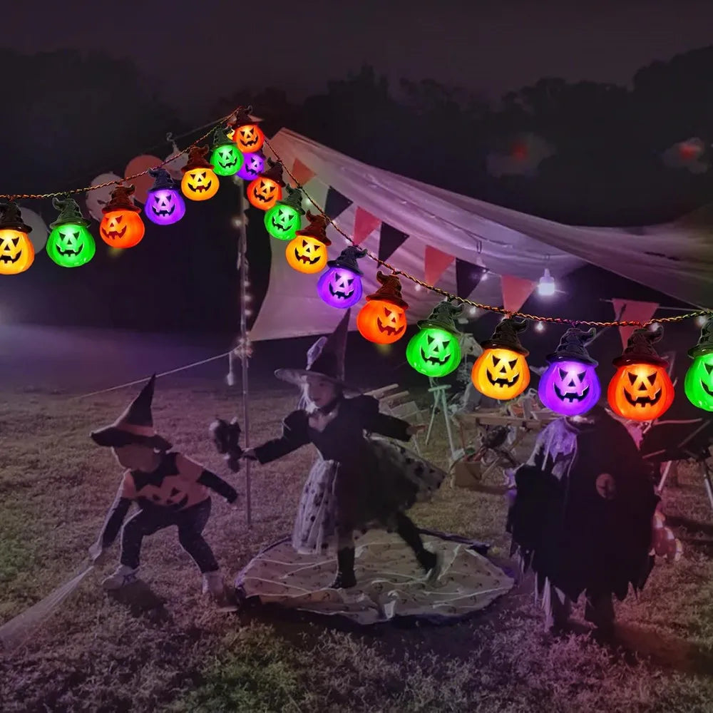 Solar Halloween Pumpkin String Lights
