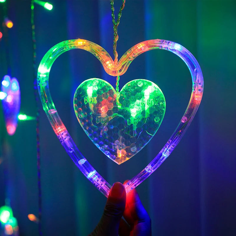 Love Heart Style Curtain Lights