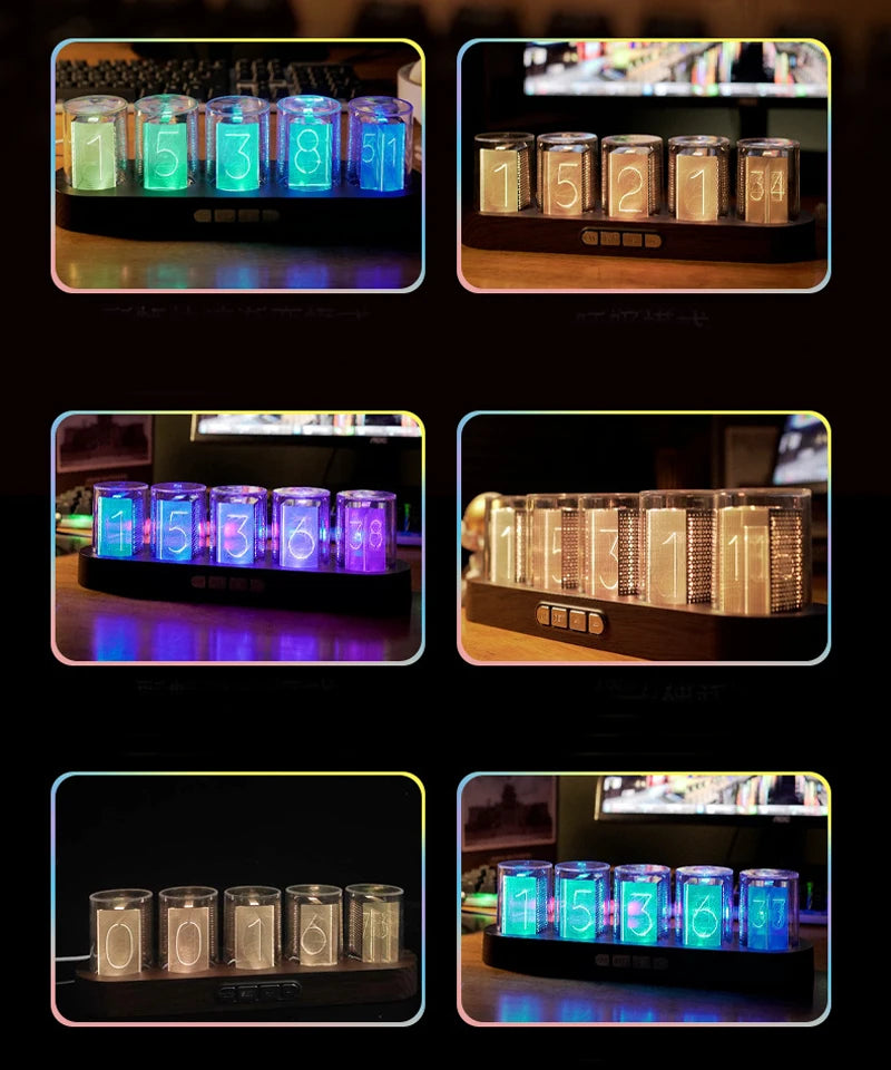 Digital Nixie Tube Clock with RGB LED Glows