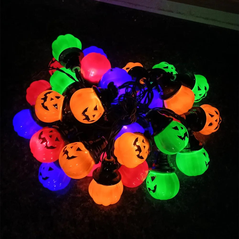 Solar Halloween Pumpkin String Lights