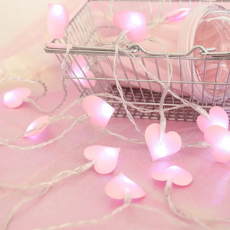 LED Cotton Love Heart String Lights