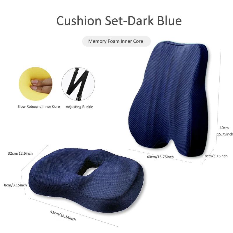 Memory Foam Seat &amp; Waist Back Support Orthopedic Ergonomic Cushion