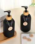 Pump Refillable Bamboo Strip Soap Dispenser