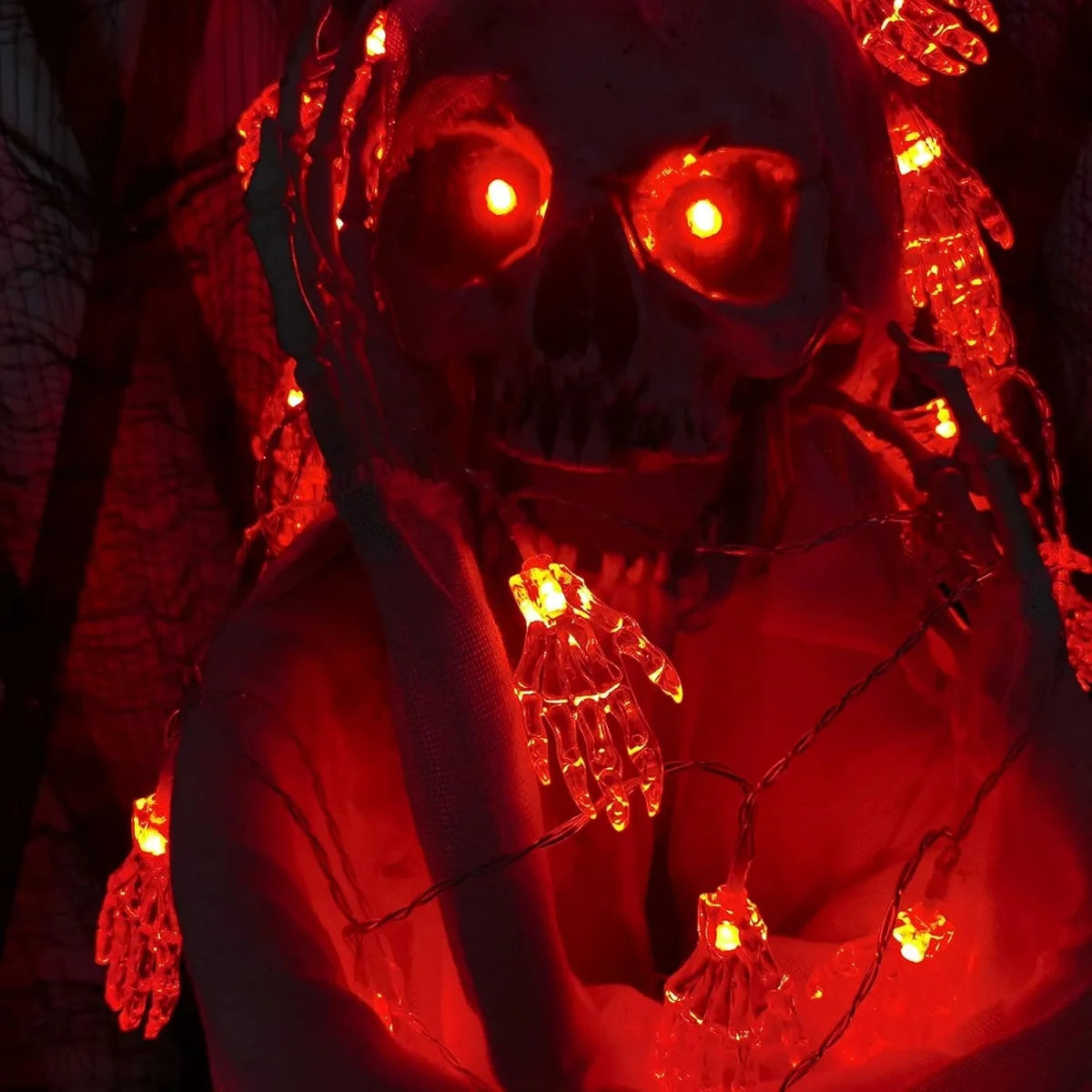 LED Spooky Skeleton Hand String Lights
