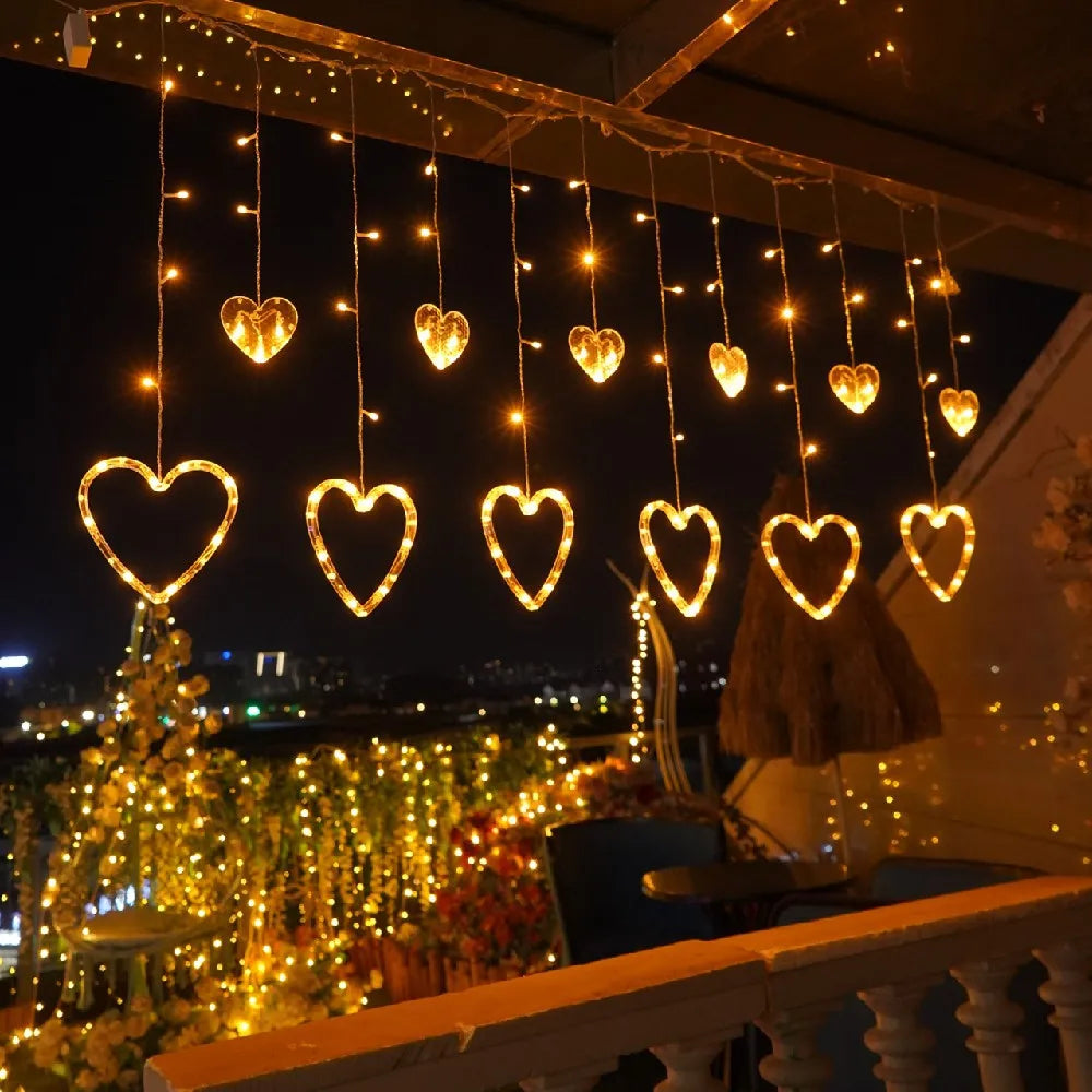 Love Heart Style Curtain Lights