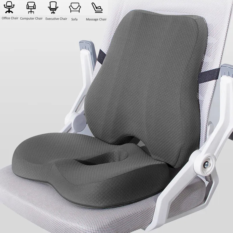 Memory Foam Seat &amp; Waist Back Support Orthopedic Ergonomic Cushion