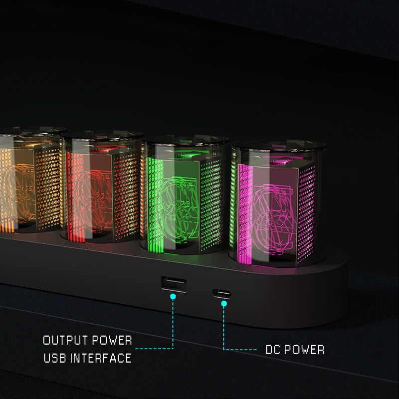 Digital Nixie Tube Clock with RGB LED Glows