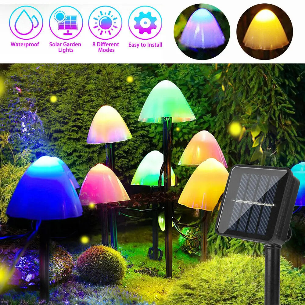 10 Pack LED Outdoor Solar Mushroom Lights