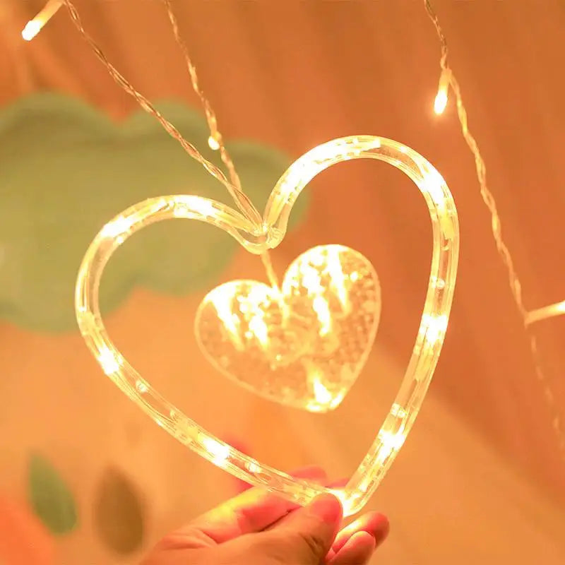 Love Heart Style Curtain Lights