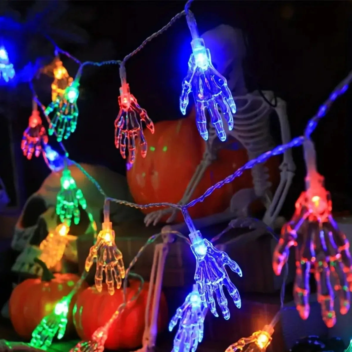 LED Spooky Skeleton Hand String Lights