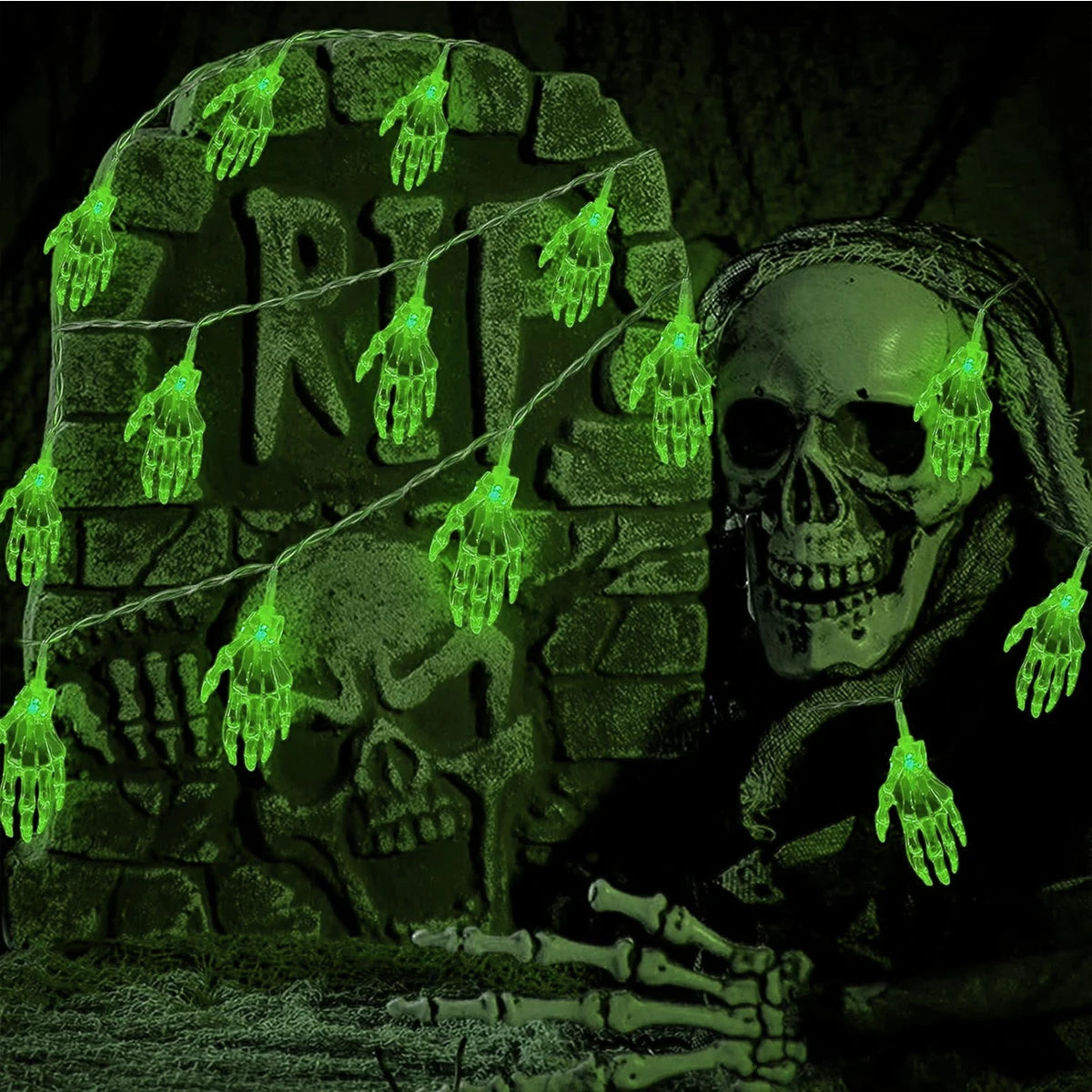 LED Spooky Skeleton Hand String Lights