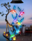 LED Solar Blue Hummingbird Wind Chime