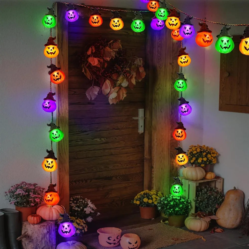 Solar Halloween Pumpkin String Lights
